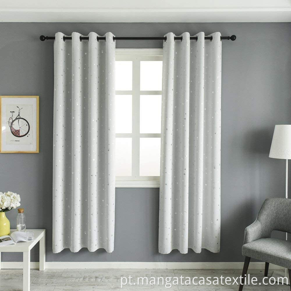Grey Printed Blankout Curtains With Star